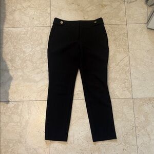 LOFT Black Ankle Tailored Pants with Button Accents